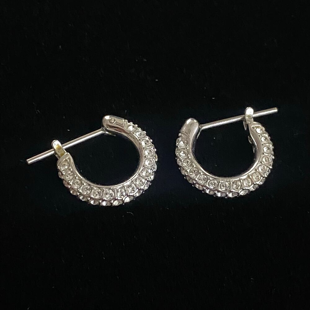 Cute Small Snake Pave CZ Huggie Hoop Earrings Costume Jewelry 1/2" Long